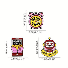 Alarm Clock Robot Phone Brooch Pin for Men