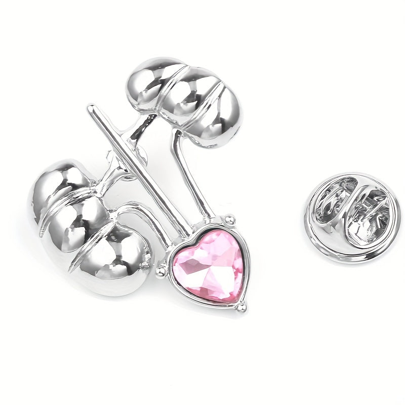Body Organ Alloy Brooch with Artificial Diamond