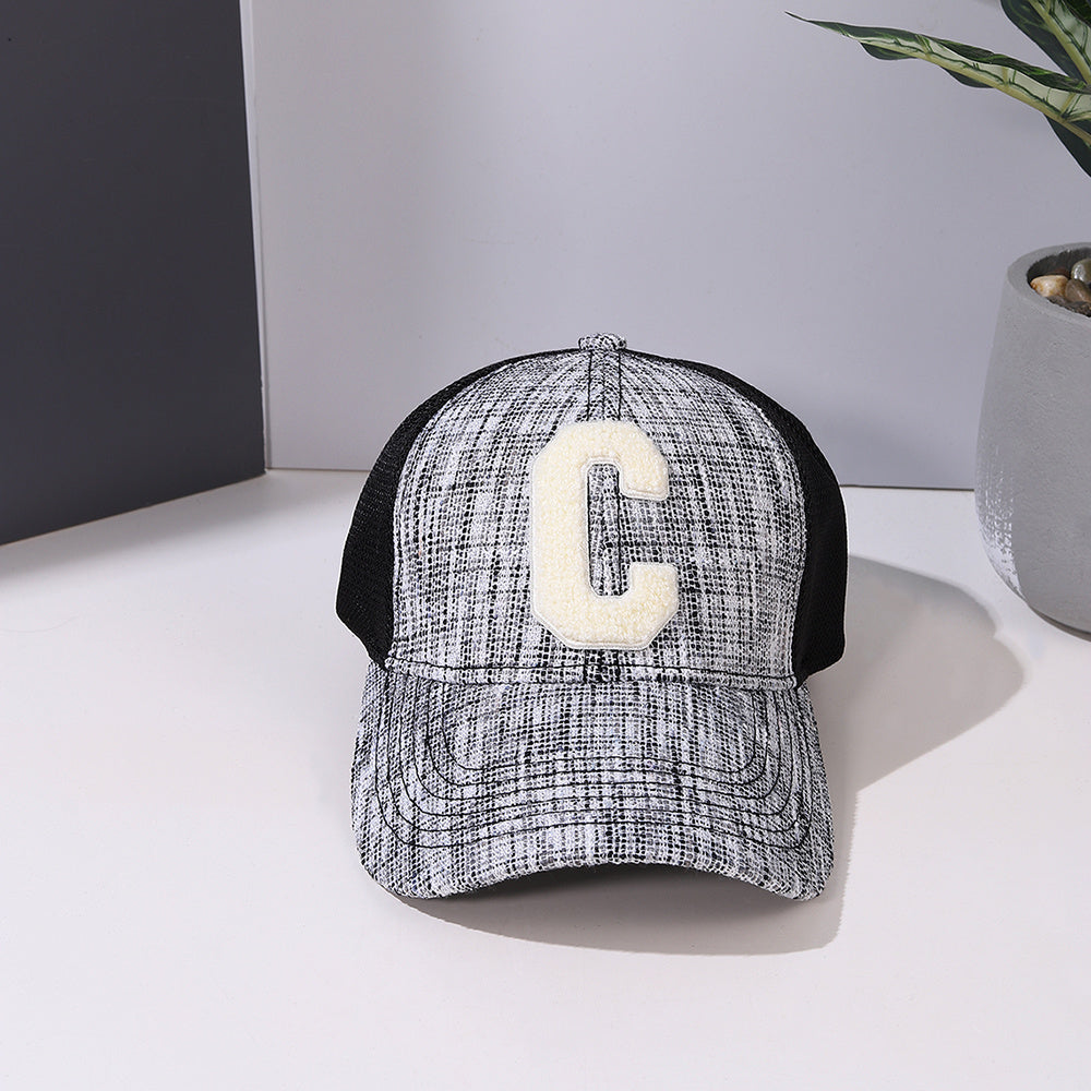 C Letter Peaked Hat Women Summer Shade Breathable Mesh Hat