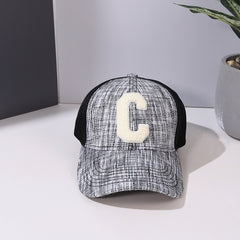 C Letter Peaked Hat Women Summer Shade Breathable Mesh Hat
