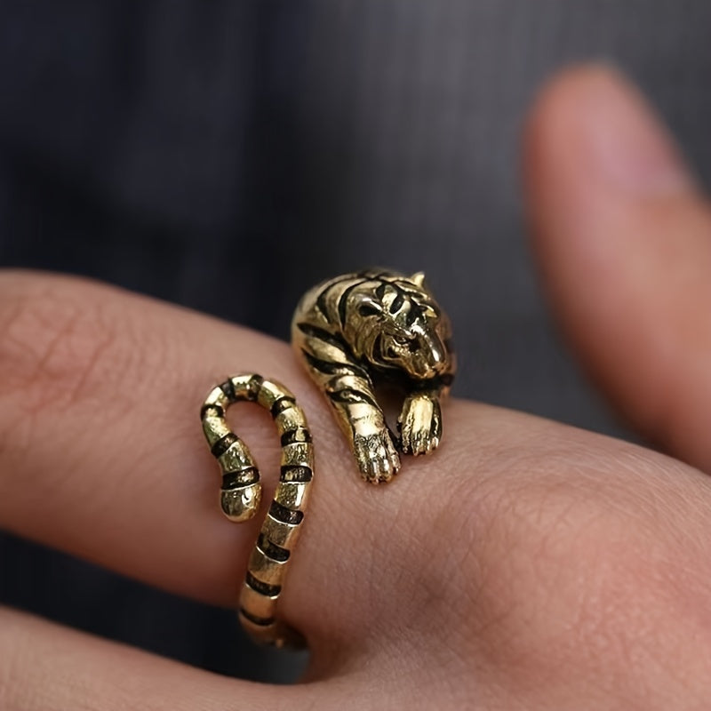 Year Of Tiger Initial Year Baby Tiger Open Ring Men's National Tide Personality