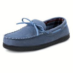 Men's Warm Fleece Lining Non Slip Slippers Comfortable Rubber Sole