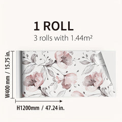 Waterproof Red Flower Printed Window Sticker - 47.24 x 15.75 inches