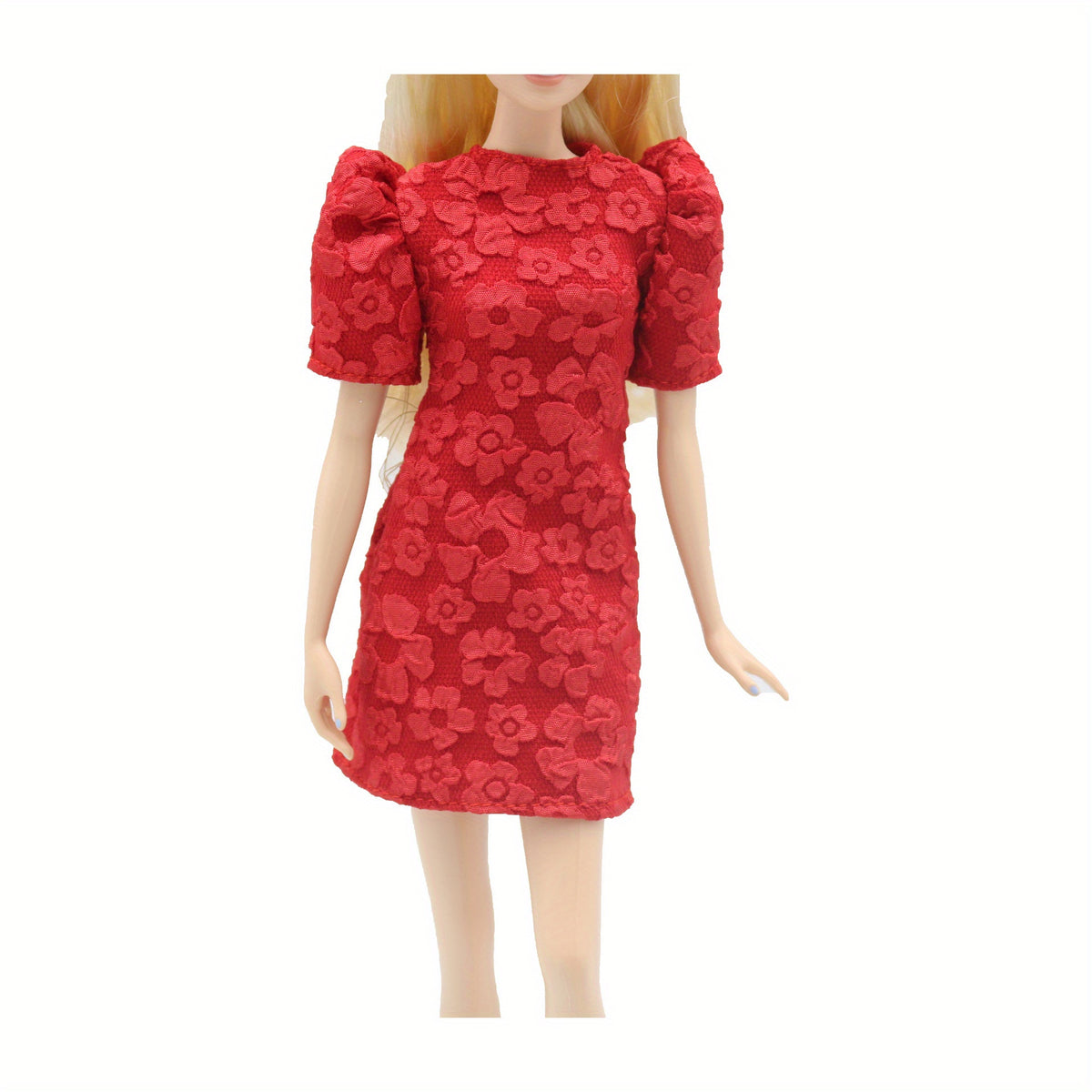 Embossed Petal Puff Sleeve Maxi Dress Supermodel Party Costume