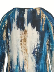  Tie Dye Long Sleeve V Neck Maxi Dress