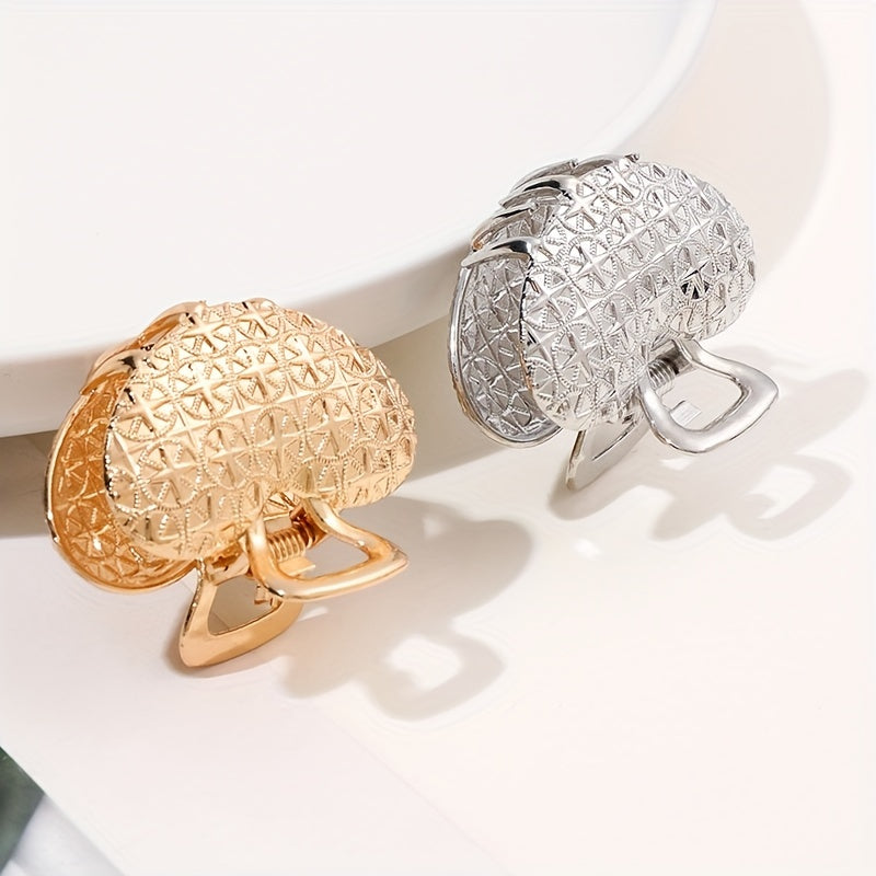 2pcs Heart Shaped Hair Claw Clip Alloy Ponytail Holder for Women Girls
