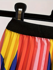  Chevron Print Elastic Waist Maxi Skirt