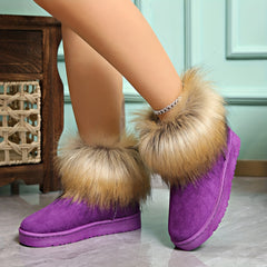 Women's Faux Fur Lined Thermal Snow Boots Non Slip Winter Warm Shoes