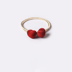 Vintage Red Hair Tie Heart Star Velvet Hair Tie Ponytail Holder