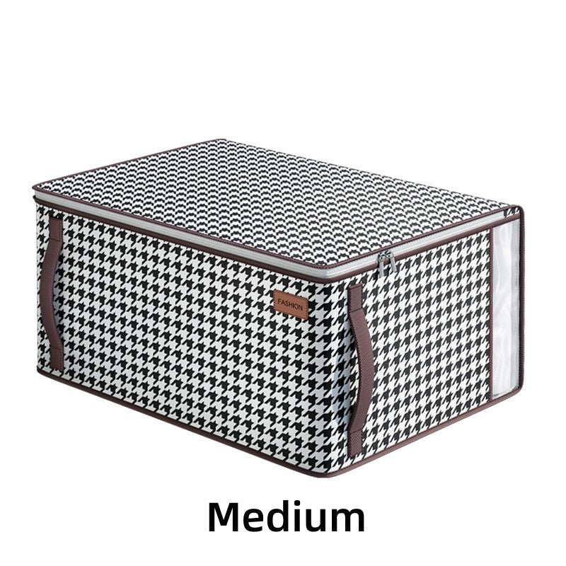 Large Storage Bag Houndstooth Zipper Organizer Blanket