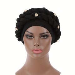 Twisted Braided Turban Cap Pre-tied Crinkle Head Wrap Elastic Ramadan Hijab