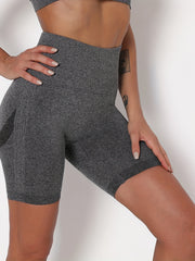 Yoga Sports Shorts High Waist Tummy Control Stretchy Seamless Quick Drying