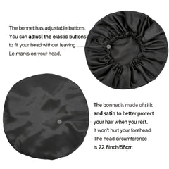 Adjustable Silk Bonnet for Curly Hair - Large Satin Lined Sleep Cap