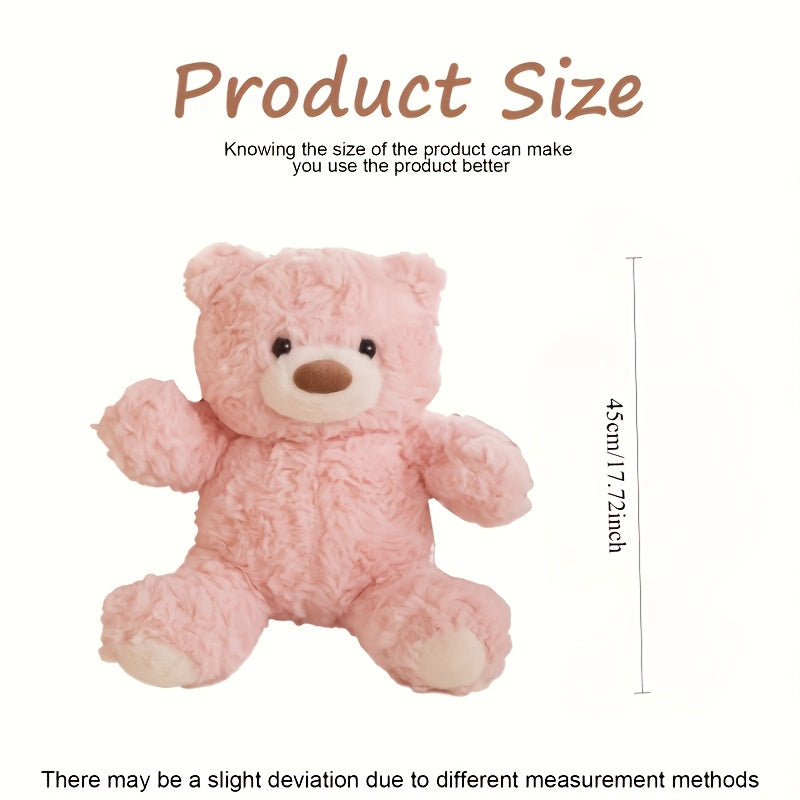 Adorable Pink Plush Teddy Bear Toy with Brown Nose & Paws