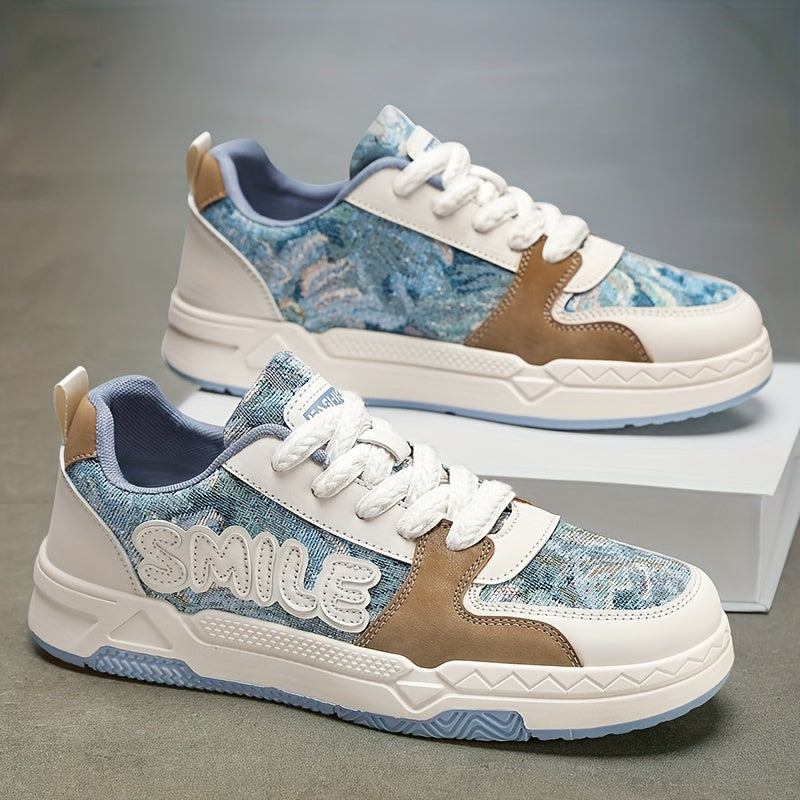 Men's Smile Letter Skate Shoes Lace Up Sneakers