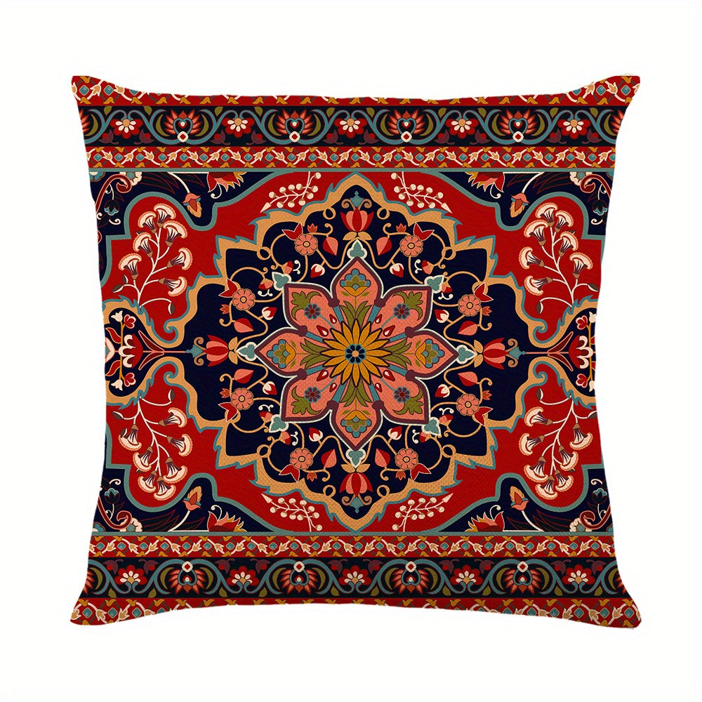 Bohemian Red Throw Pillow Case 100% Polyester 44x44