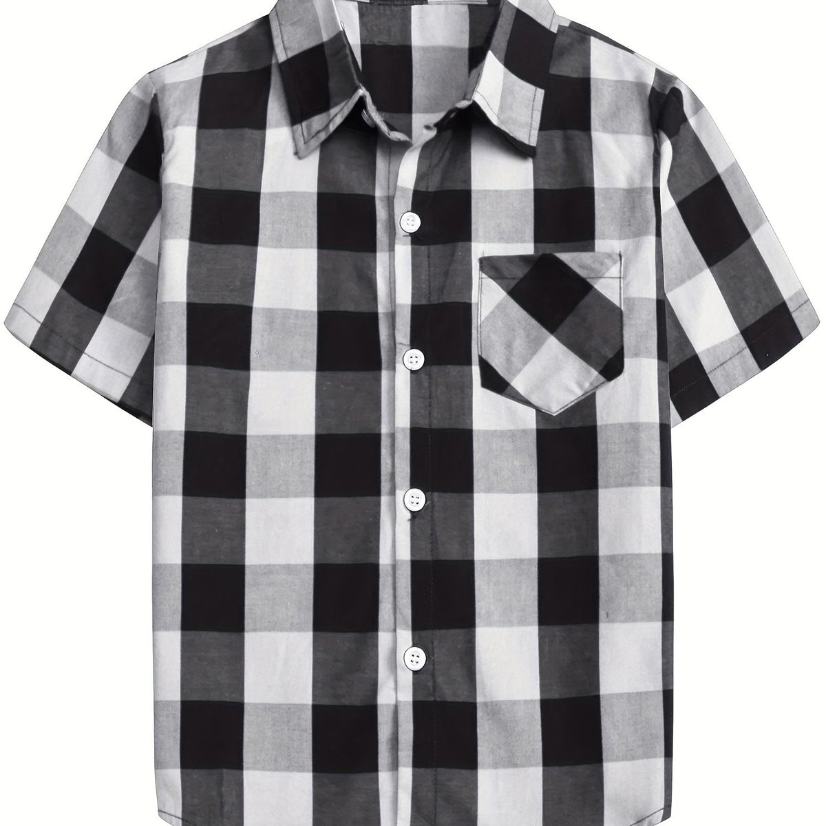 Boy's Casual Plaid Short Sleeve Button Down Shirt