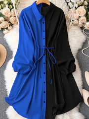  Colorblock Long Sleeve Button Up Shirt Top