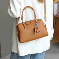 Leather Shoulder Bag with Metallic Star Charm