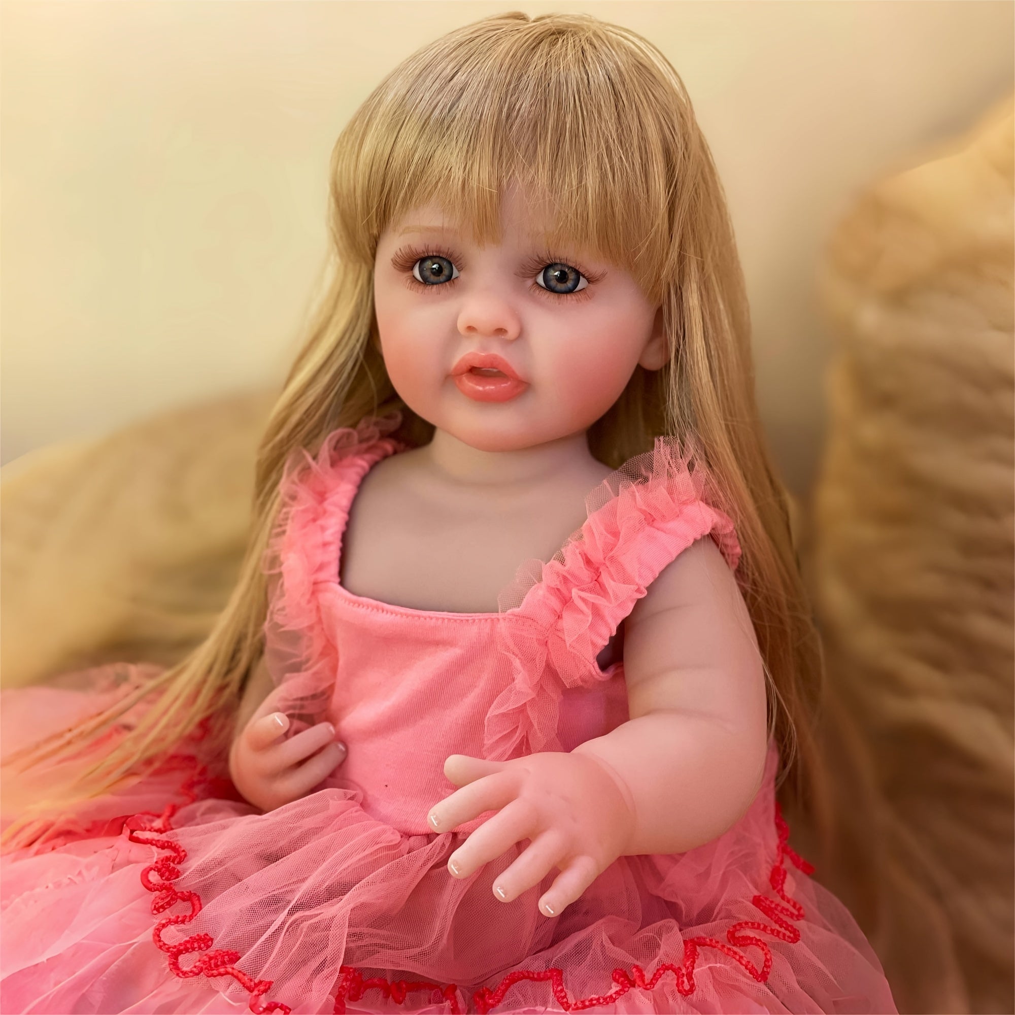 Realistic 55 Lifelike Youngsters Girl Reborn Doll with Dress & Accessories