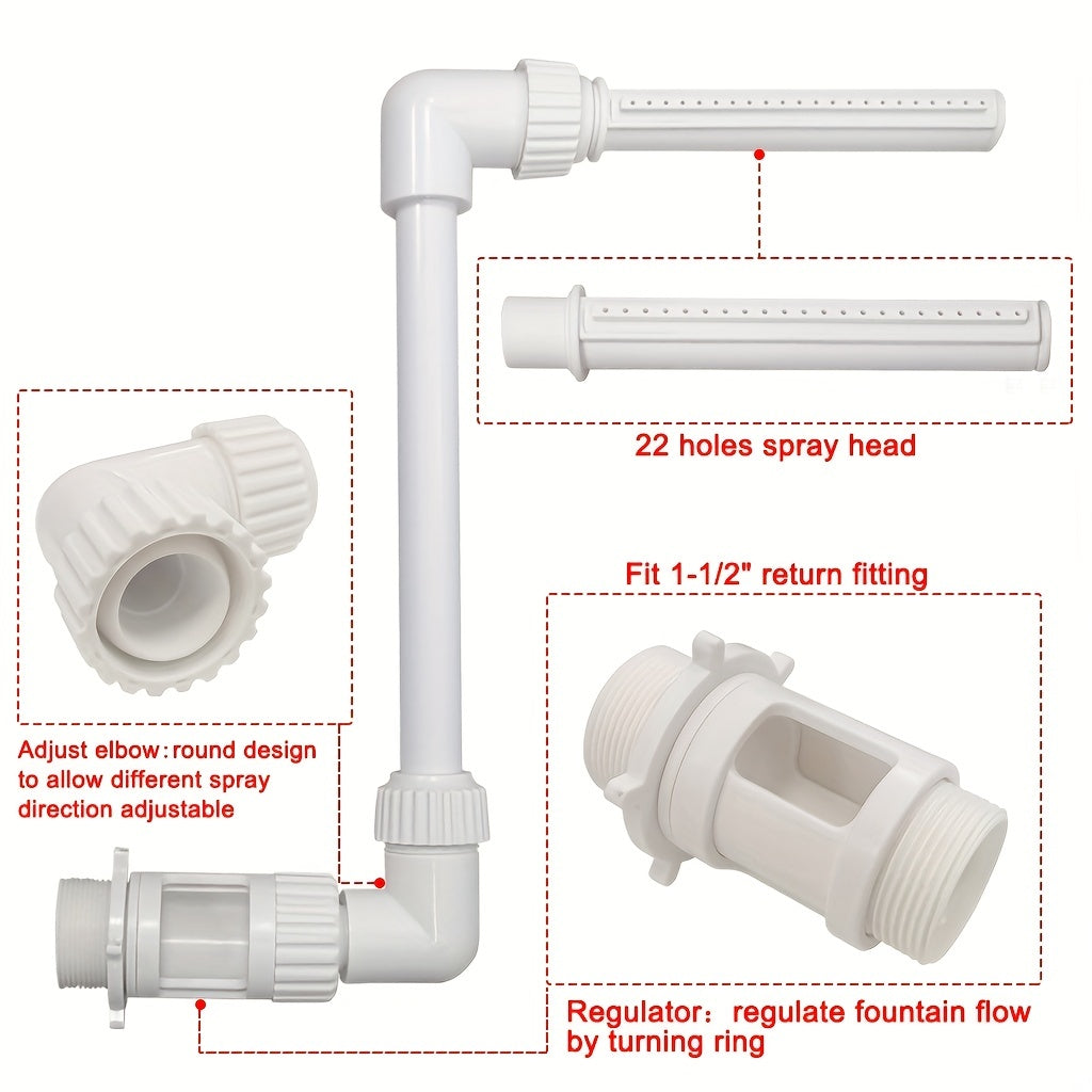 Adjustable Waterfall Pool Fountain Spray Nozzle for In/Above Ground Pools