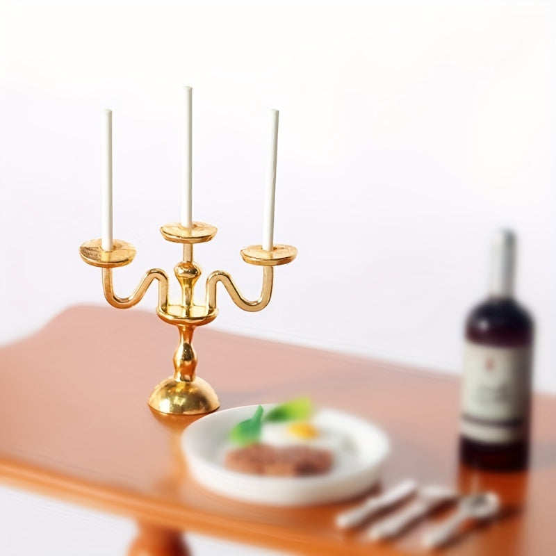 1/12 Dollhouse Candle Holder Mini Toy Alloy Decoration