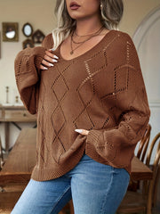  Solid Argyle Pattern Knit Top