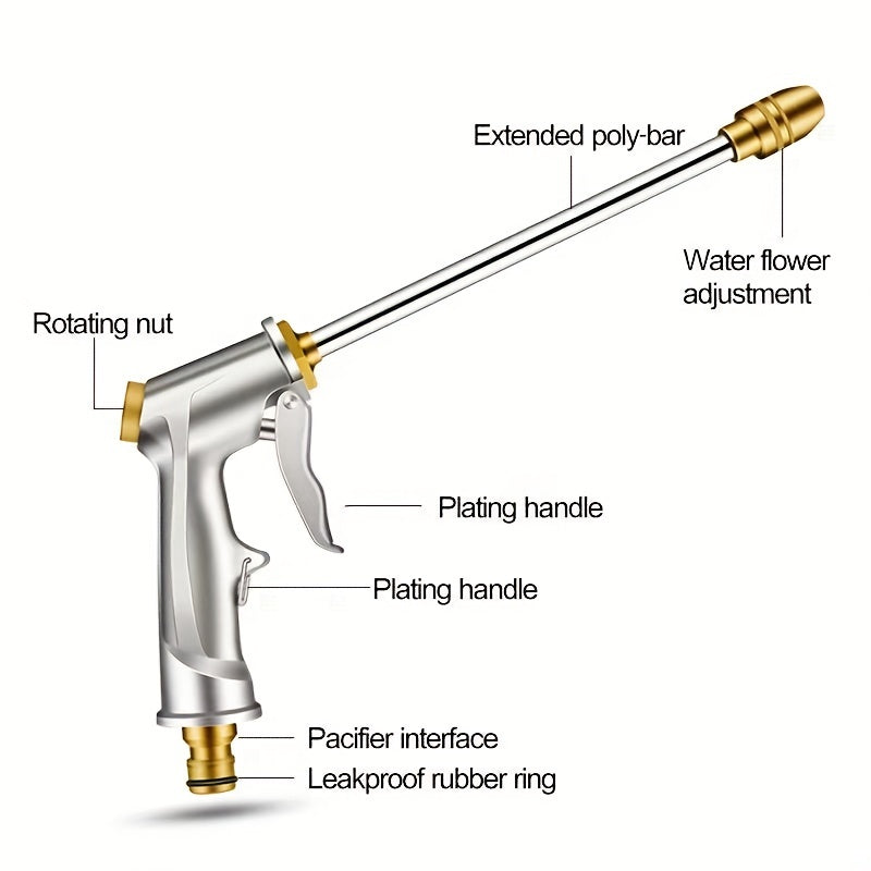 High Pressure Water Gun Garden Hose Nozzle Aluminium Sprayer