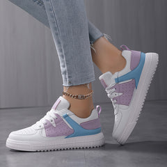 Women's Lightweight Faux Leather Skate Shoes for Outdoor Sports
