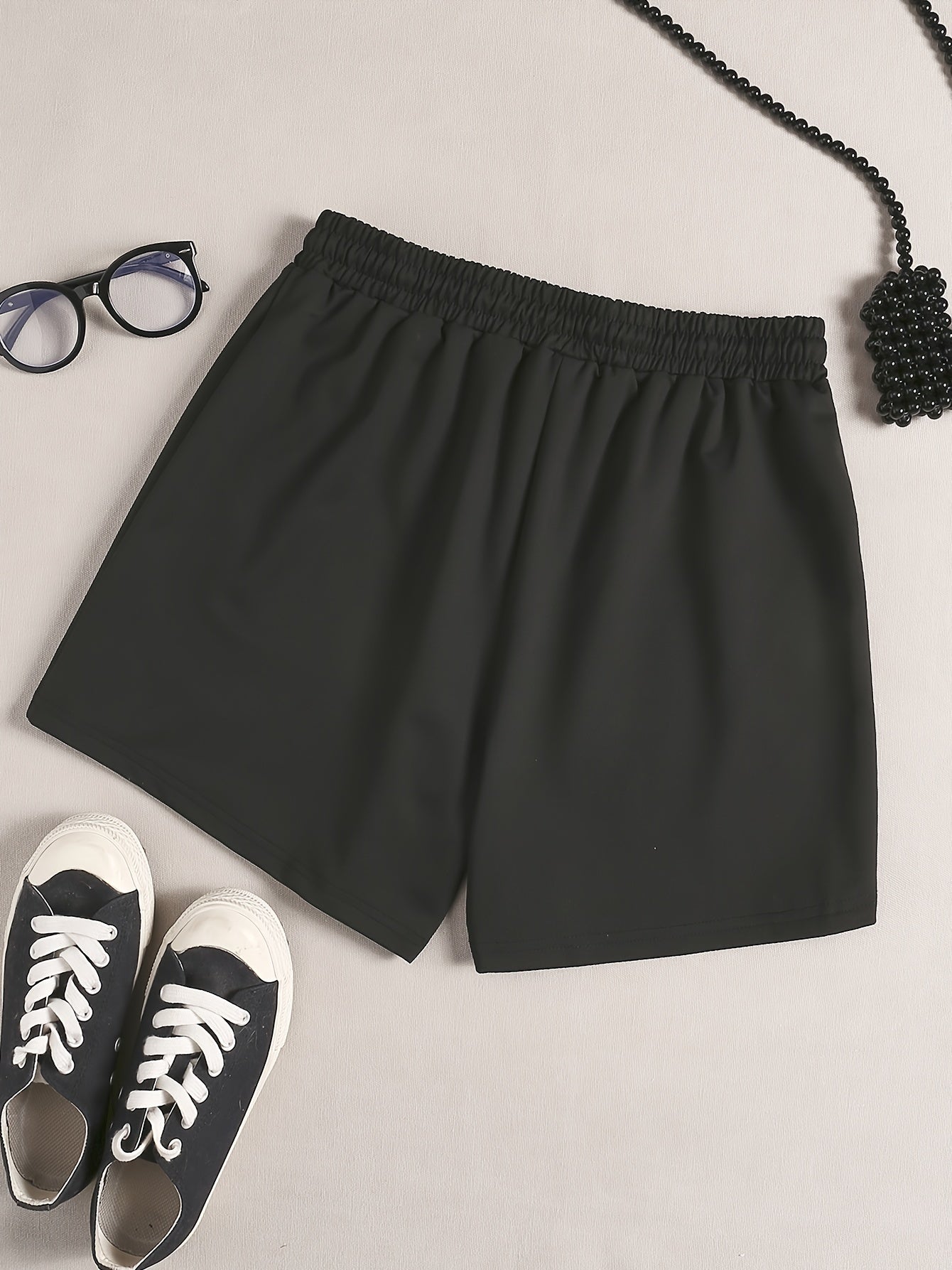  Heart & Puppy Paw Print Elastic Waist Shorts