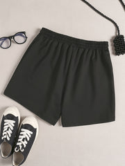  Heart & Puppy Paw Print Elastic Waist Shorts