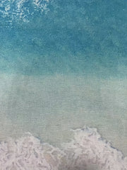  Sea Print Short Sleeve V Neck Dress