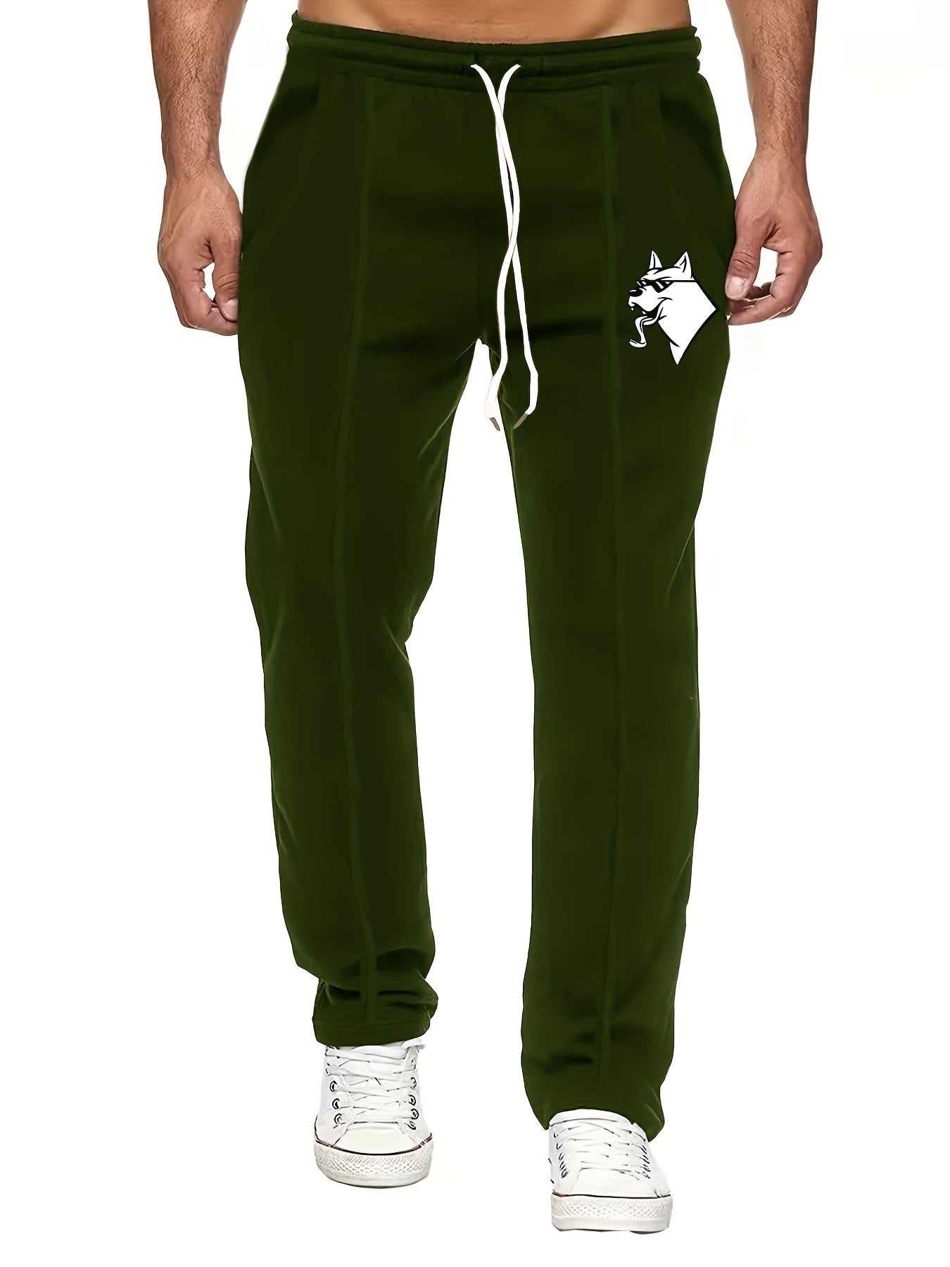 Dog Pattern Casual Stretch Drawstring Pants Men's Spring Summer Outdoor