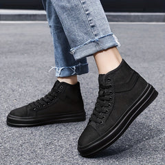 Men's High Top Canvas Sneakers Lace up Casual Walking Shoes