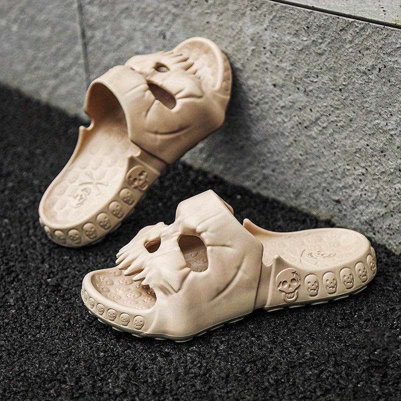 Men's Skull Slides Funny Lightweight Slippers for Indoor Outdoor Shower Bathroom
