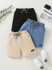 3pcs Boys Letter Print Shorts Quick Drying for Summer
