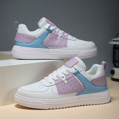 Women's Lightweight Faux Leather Skate Shoes for Outdoor Sports