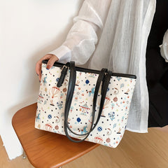 Cartoon Print Tote Bag Large Capacity Shoulder Bag Women's Handbag