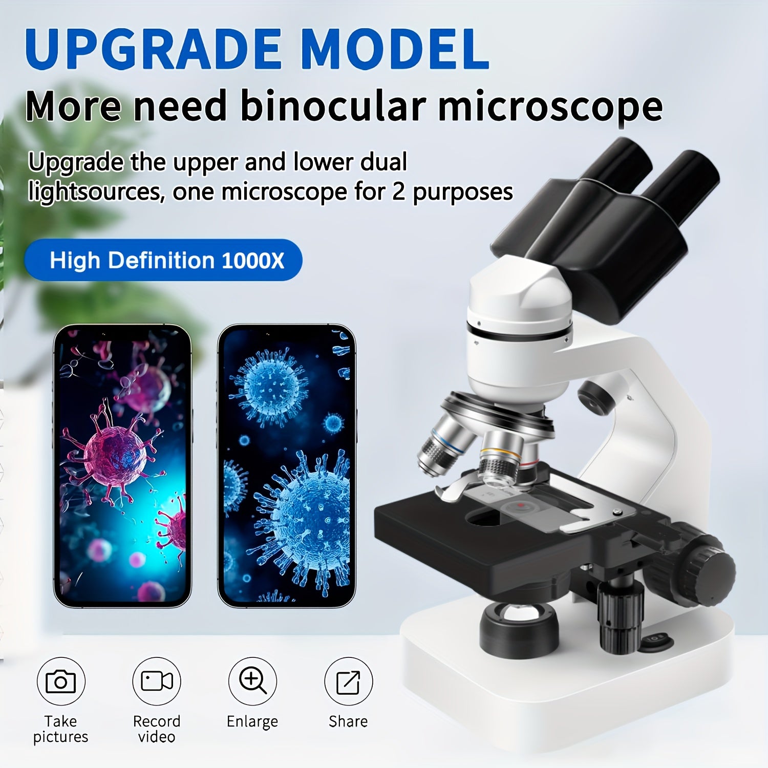 Biological Dual Binocular Microscope 40X 1000X Magnification