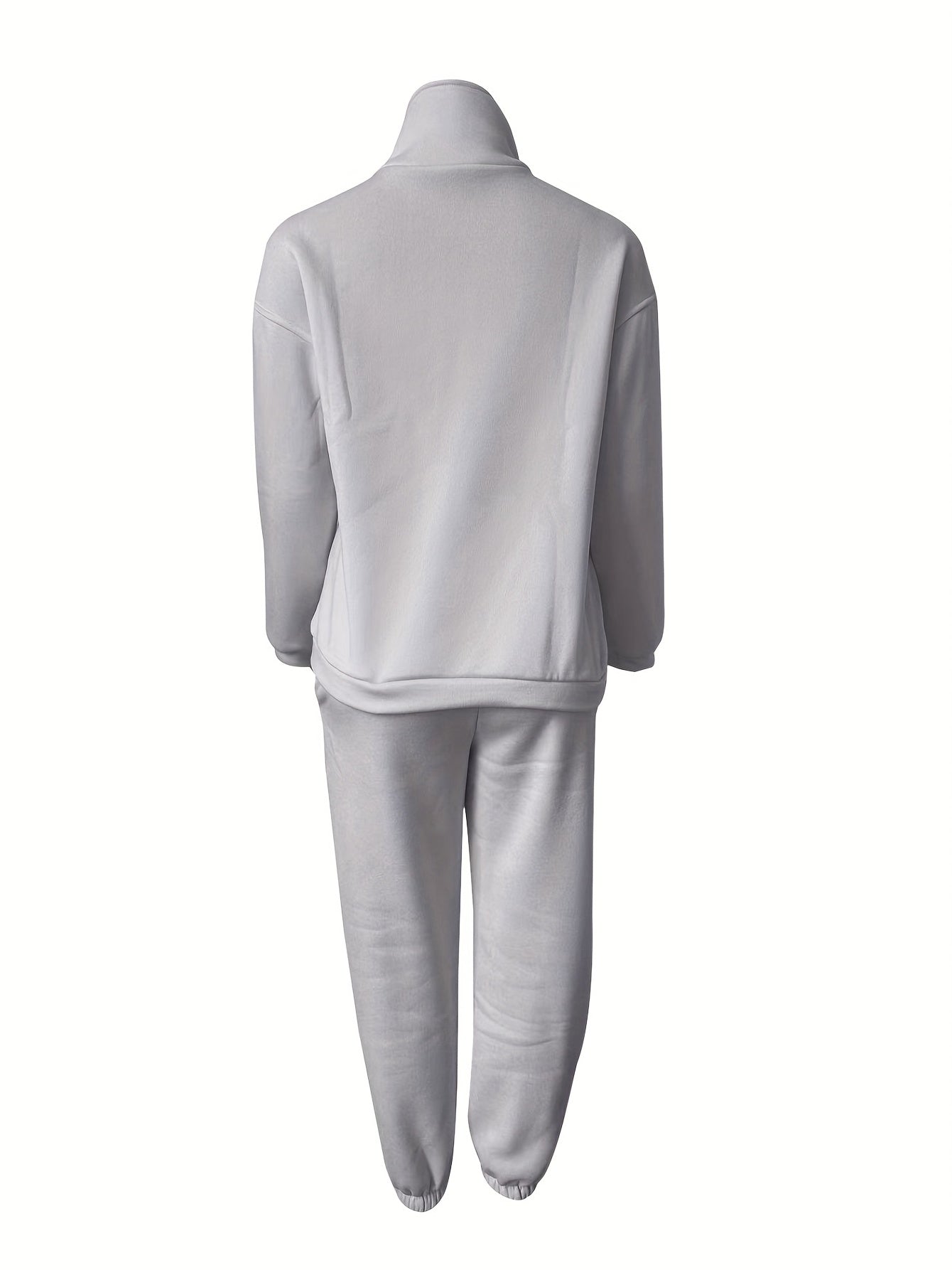 Casual Matching Two piece Set Zip Up Sweatshirt & Solid Sweatpants
