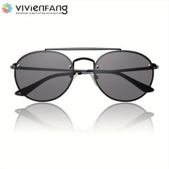 Retro Rimless Aviator Sunglasses Polarized UV Protection