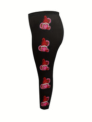  Santa Claus Print High Rise Leggings