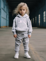 Sweet LOVE Letter Print Hoodies Pants Set For Kids Spring Fall Sports