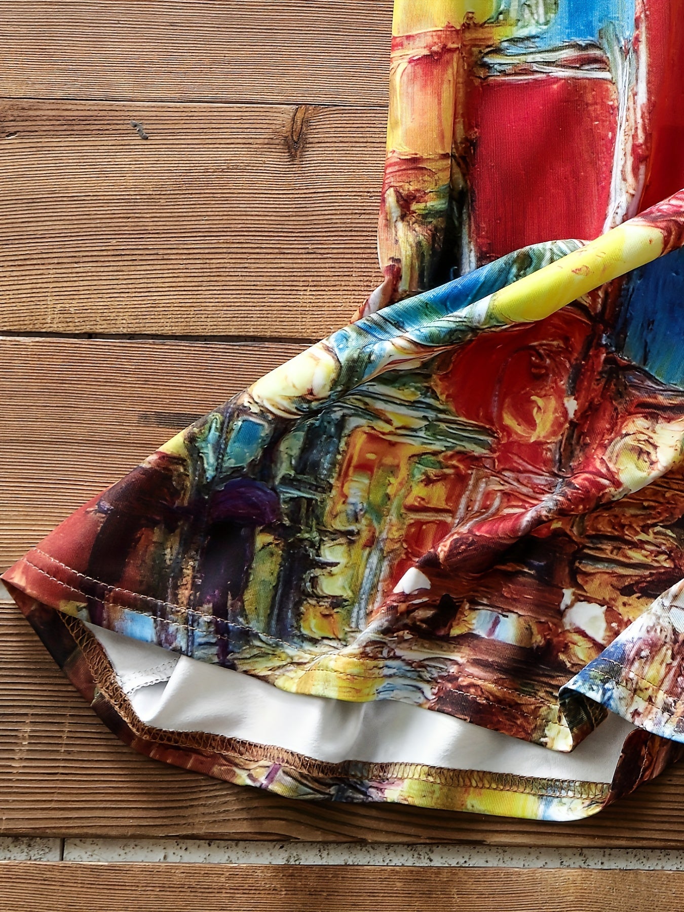  Casual Tank Dress Women's Plus Painting Print Round Neck High Stretch