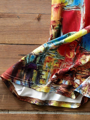  Casual Tank Dress Women's Plus Painting Print Round Neck High Stretch