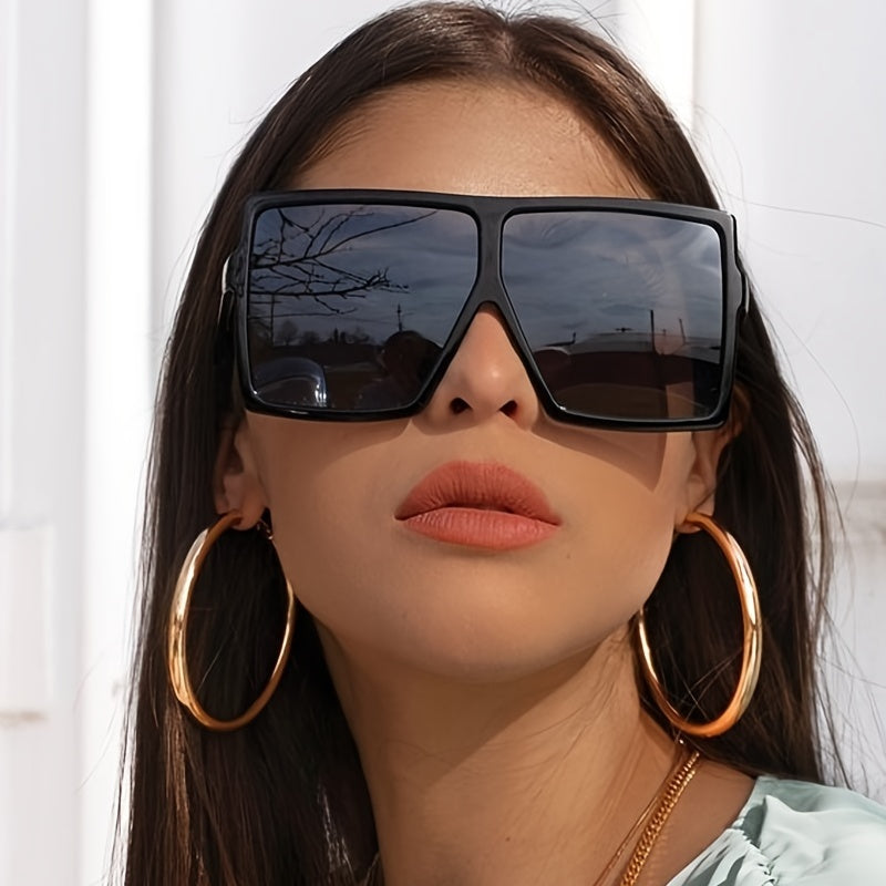 Vintage Shield Sunglasses Large Oversized Frame Sunscreen Glasses