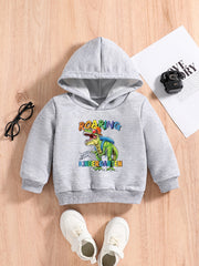 Dino Kindergarten Print Baby Boys Hooded Sweatshirt
