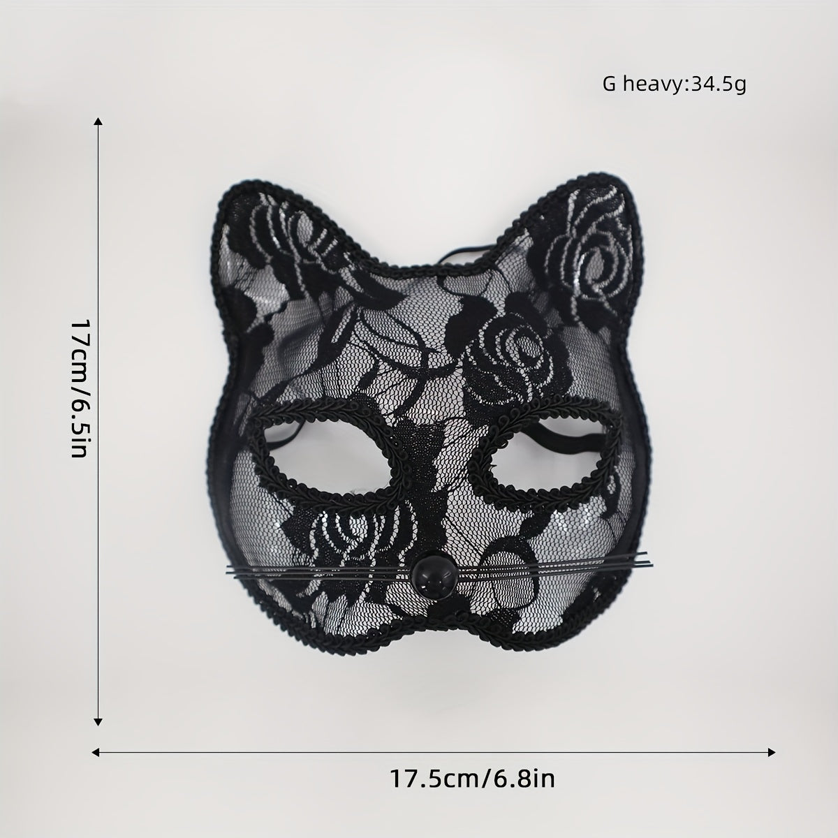 Cat Mask with Lace Border for Halloween, Christmas, Thanksgiving