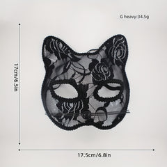 Cat Mask with Lace Border for Halloween, Christmas, Thanksgiving