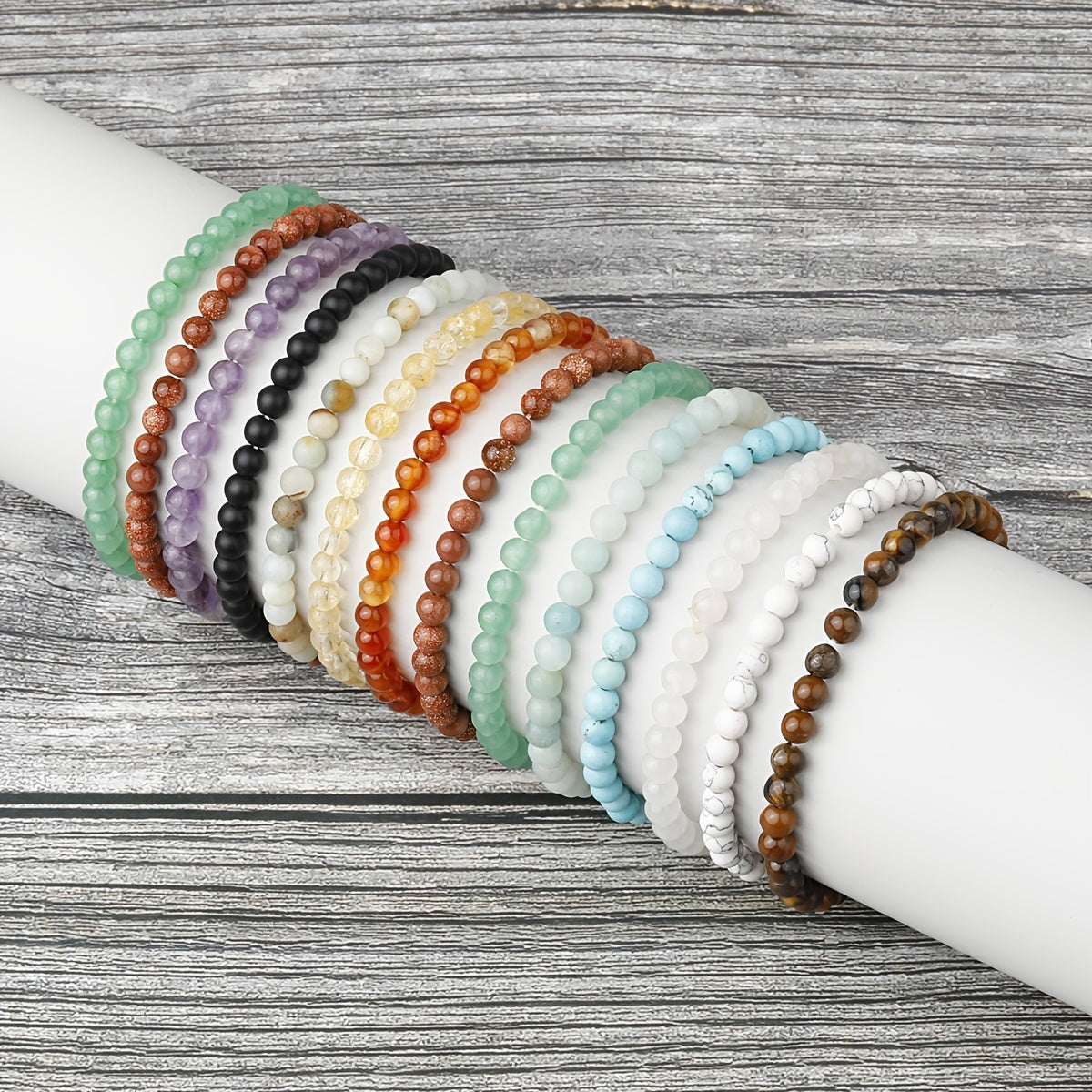 4mm Natural Stone Energy Bracelet Stackable Yoga Healing Beaded Bracelet Gift